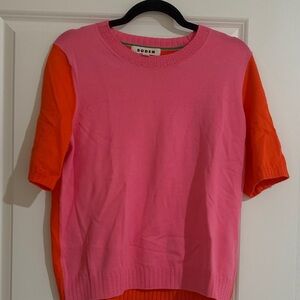 Boden Colorblock Pink and Orange Sweater